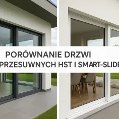 Dwa rodzaje drzwi przesuwnych: szare HST i białe Smart-Slide, porównanie.