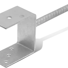 Metalowa kotwa typu U z trzpieniem, do mocowania słupków.