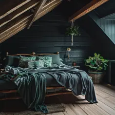 Aranżacja i inspiracje dla ciemnej sypialni na poddaszu
