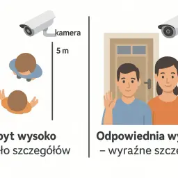 Jak zamontować kamerę? Montaż na 3m zapewnia wyraźne szczegóły, 5m to zbyt wysoko i mało szczegółów.
